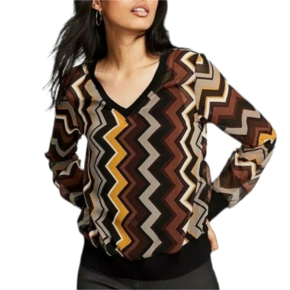 MISSONI FOR TARGET 20th Anniversary Collection Chevron Sheer Blouse XL